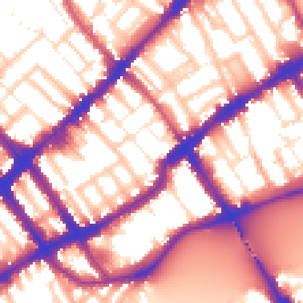 Daytime road noise heatmap for SW10 0AZ