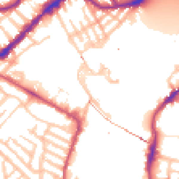 Daytime road noise heatmap for SW10 0BD
