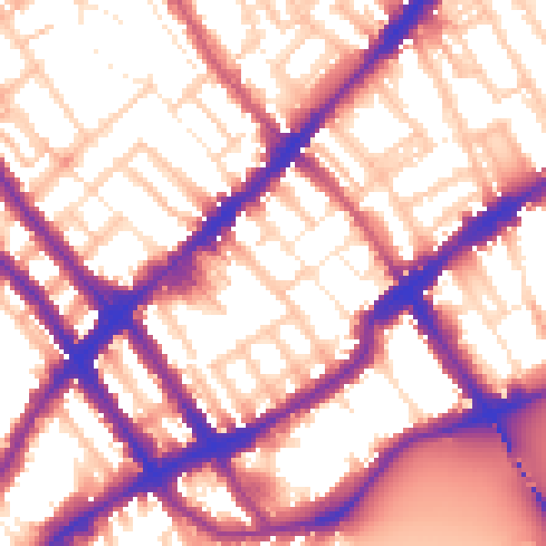 Daytime road noise heatmap for SW10 0BQ