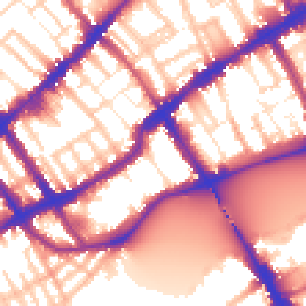 Daytime road noise heatmap for SW10 0BX