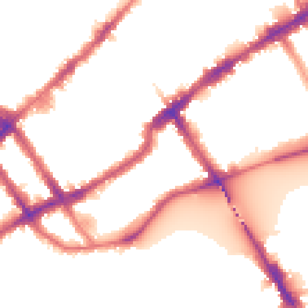 Night-time road noise heatmap for SW10 0DB