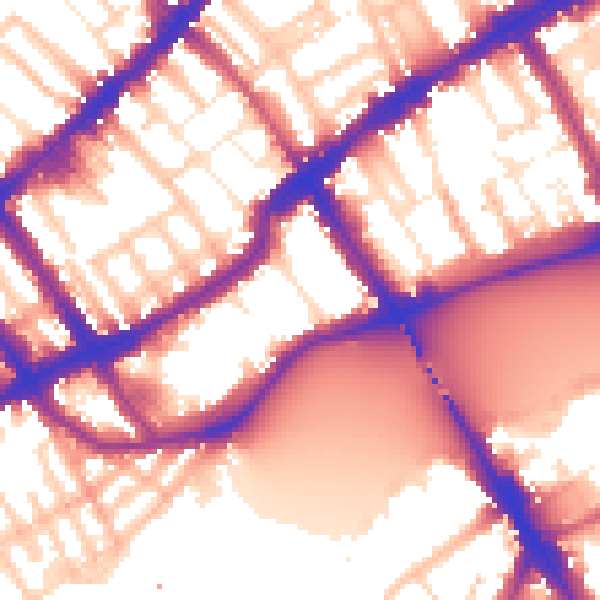 Daytime road noise heatmap for SW10 0DE