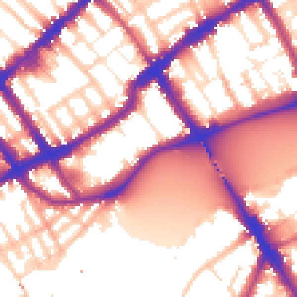 Daytime road noise heatmap for SW10 0DJ