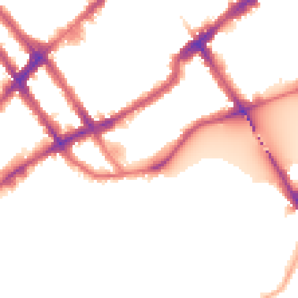 Night-time road noise heatmap for SW10 0DX