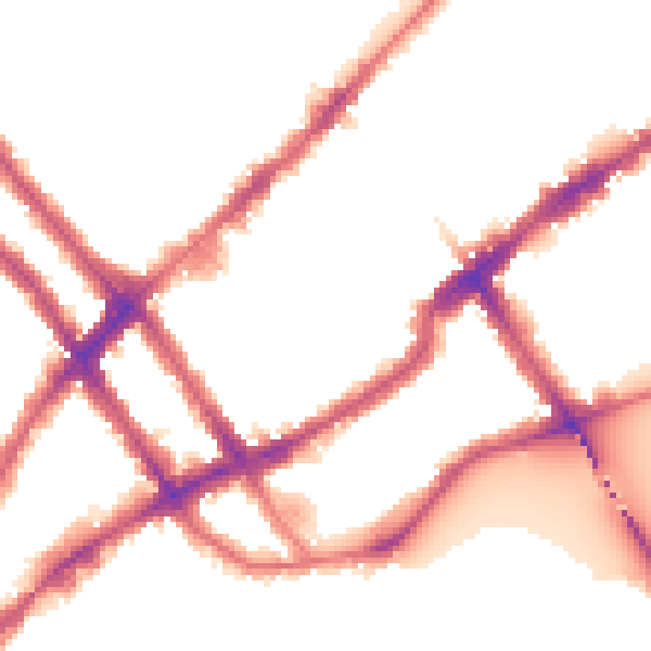 Night-time road noise heatmap for SW10 0JF