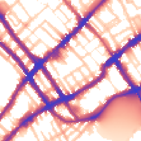Daytime road noise heatmap for SW10 0JN
