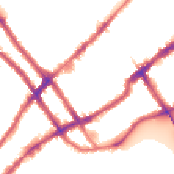 Night-time road noise heatmap for SW10 0JN