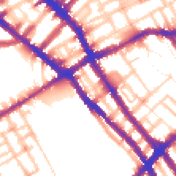 Daytime road noise heatmap for SW10 9DZ