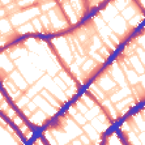Daytime road noise heatmap for SW10 9RS