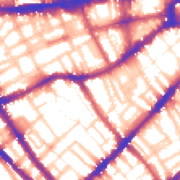 Daytime road noise heatmap for SW10 9RY