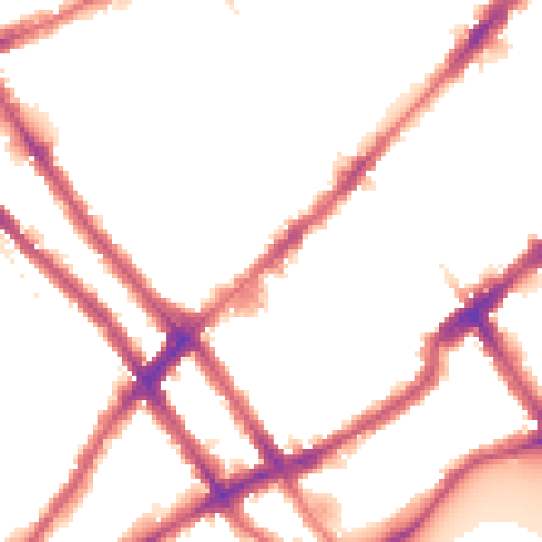 Night-time road noise heatmap for SW10 9TN