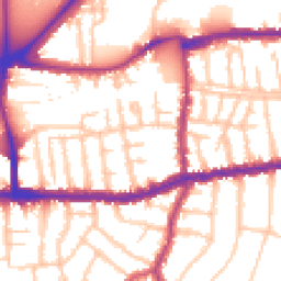 Daytime road noise heatmap for SW14 7JJ