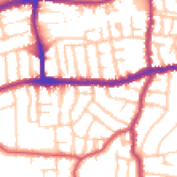 Daytime road noise heatmap for SW14 7RE