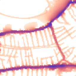 Daytime road noise heatmap for SW14 8PY