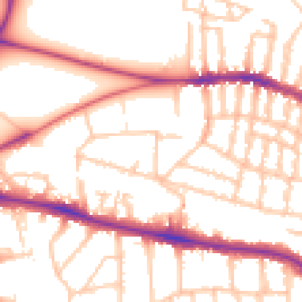 Daytime road noise heatmap for SW15 1AL