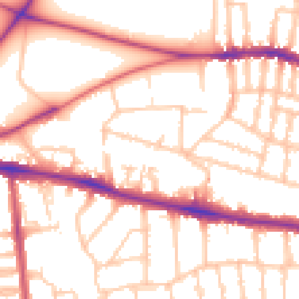Daytime road noise heatmap for SW15 1BN