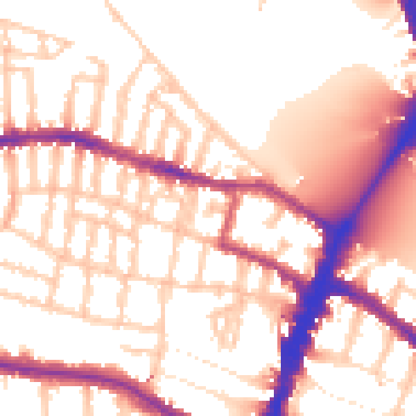 Daytime road noise heatmap for SW15 1EB