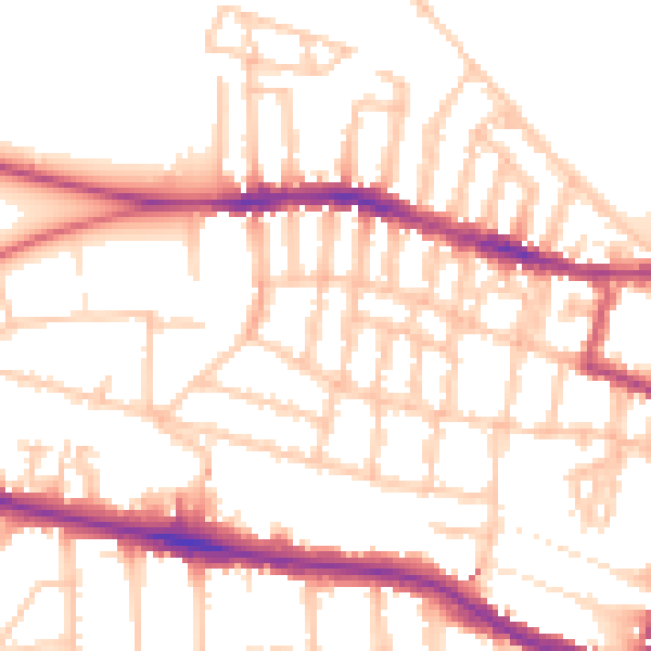 Daytime road noise heatmap for SW15 1QR
