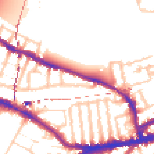 Daytime road noise heatmap for SW15 2PA