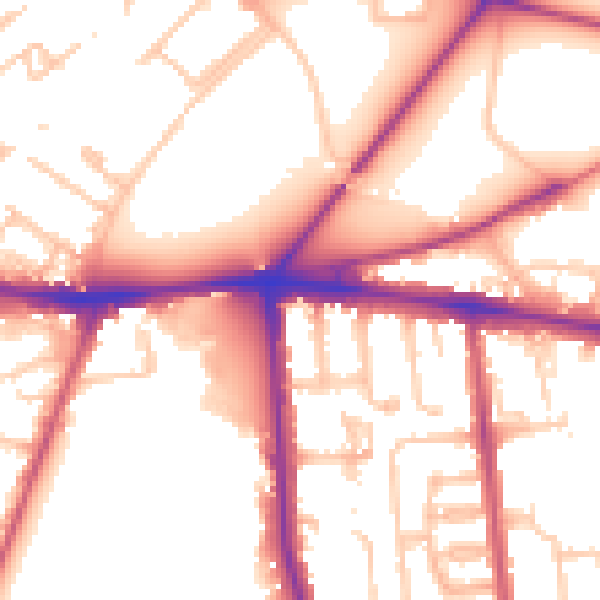 Daytime road noise heatmap for SW15 5QY