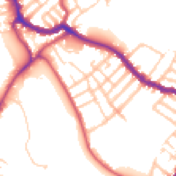 Daytime road noise heatmap for SW17 0TT