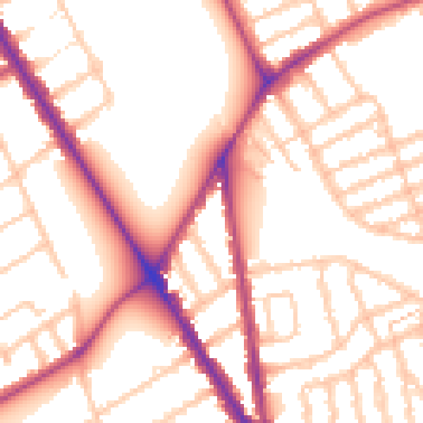 Daytime road noise heatmap for SW17 7HZ