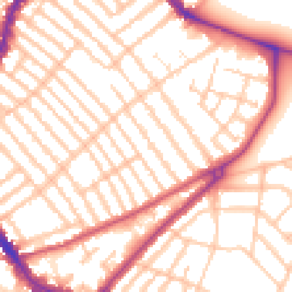Daytime road noise heatmap for SW17 8HN