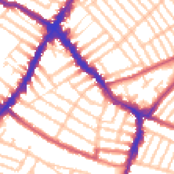 Daytime road noise heatmap for SW17 9AB