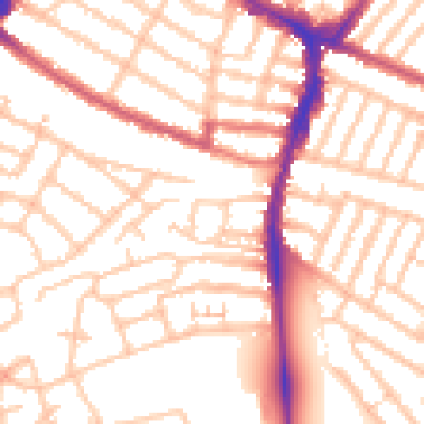 Daytime road noise heatmap for SW17 9JA