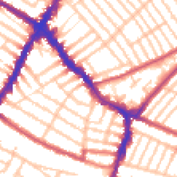 Daytime road noise heatmap for SW17 9NH