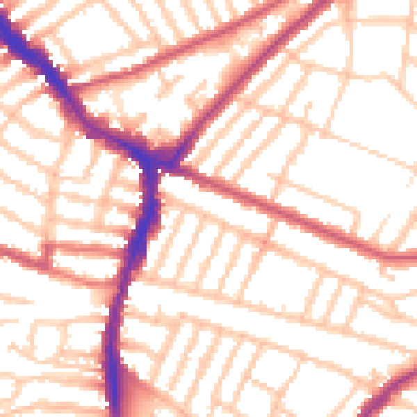 Daytime road noise heatmap for SW17 9QP