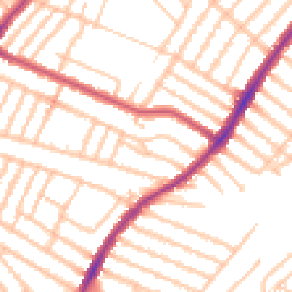 Daytime road noise heatmap for SW17 9RE