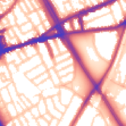 Daytime road noise heatmap for SW18 2NN
