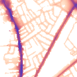 Daytime road noise heatmap for SW18 3AP