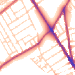 Daytime road noise heatmap for SW18 3JP