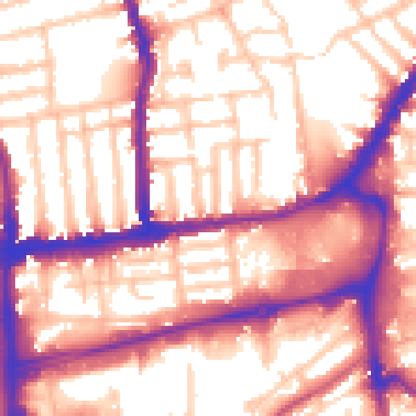 Daytime road noise heatmap for SW19 1AF