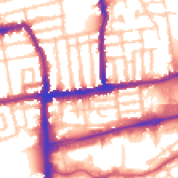 Daytime road noise heatmap for SW19 1AZ