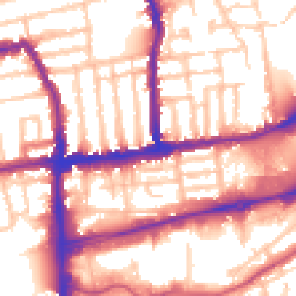 Daytime road noise heatmap for SW19 1BA