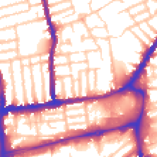Daytime road noise heatmap for SW19 1BJ