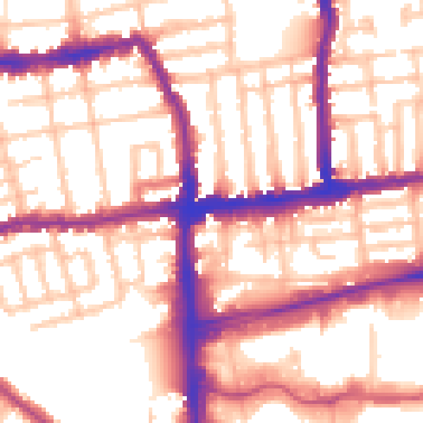 Daytime road noise heatmap for SW19 1DE