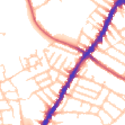 Daytime road noise heatmap for SW19 2AL
