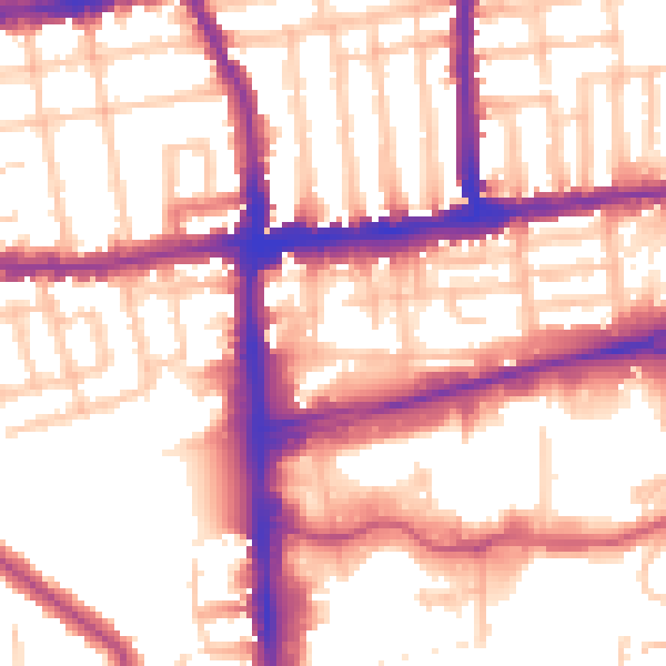 Daytime road noise heatmap for SW19 2JS