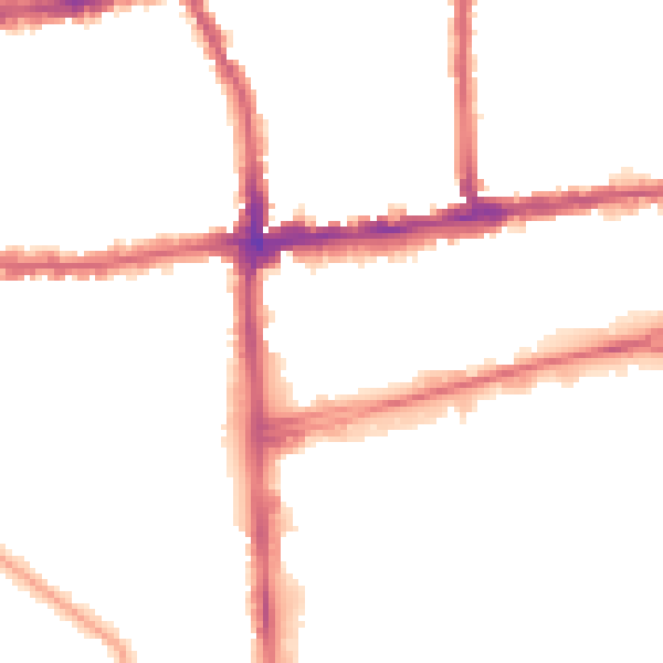 Night-time road noise heatmap for SW19 2JS