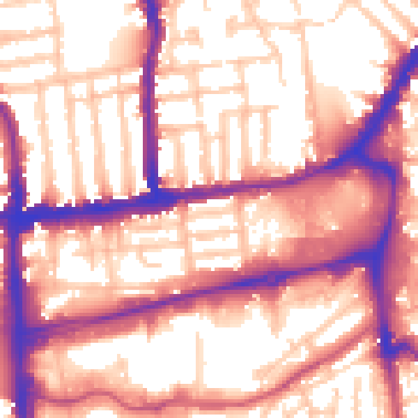 Daytime road noise heatmap for SW19 2NF