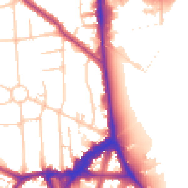 Daytime road noise heatmap for SW19 3DJ