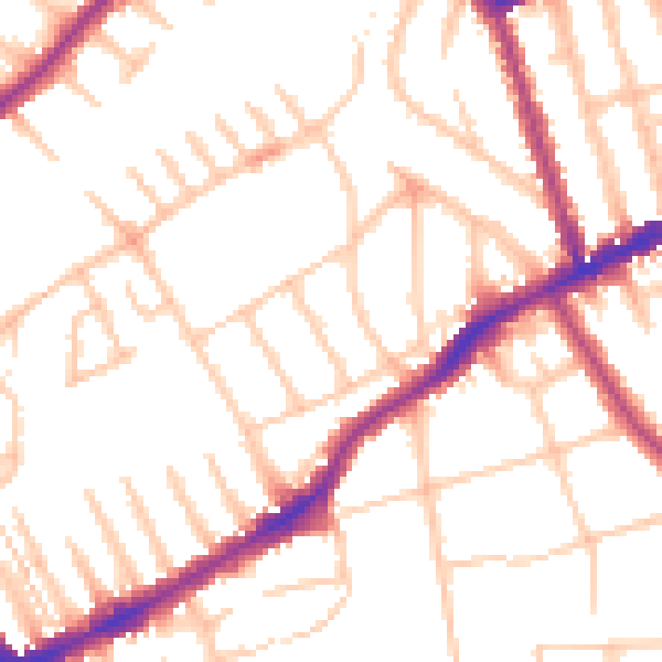 Daytime road noise heatmap for SW19 3RD