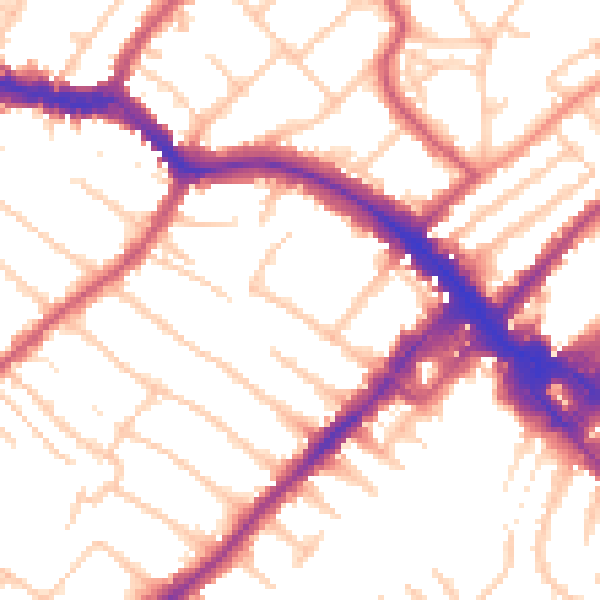 Daytime road noise heatmap for SW19 4AD
