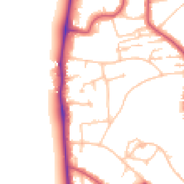 Daytime road noise heatmap for SW19 5JW