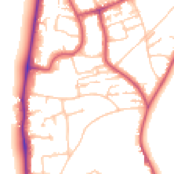 Daytime road noise heatmap for SW19 5PP