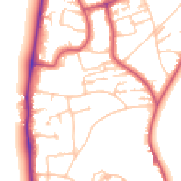 Daytime road noise heatmap for SW19 5PR